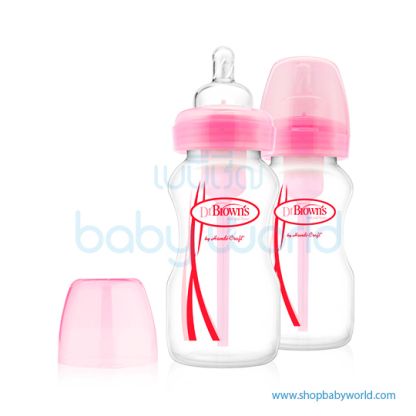 Dr. Brown 9oz/270ml PP Options Wide Neck Bottle Pink 2pack(48)