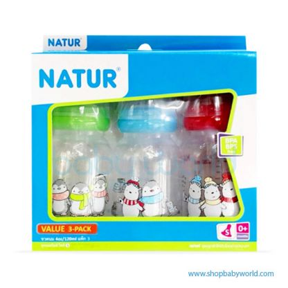 Natur 3-Pack 4oz Round Shape PP Bottle 86908(12)