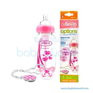 Dr. Brown 9oz/270ml PP Options Wide Neck Bottle Pink 1pack(48)
